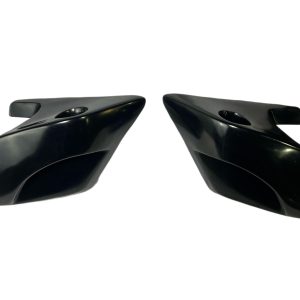 Harley Davidson Flared Side Fillers With Cup Holder for Touring, model DBC336, displayed with both left and right side fillers shown side by side against a white backdrop.